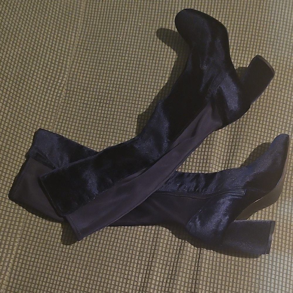 Nine West Black Velvet Heeled Boots